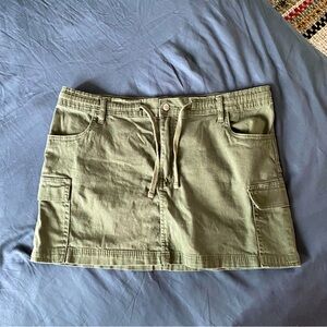 Olive Green Cargo Mini Skirt